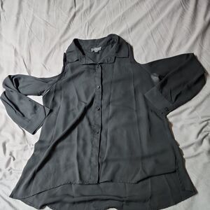 The Limited Whimsigoth Top Small Womens Black Cold Shoulder Gothic Minimalist